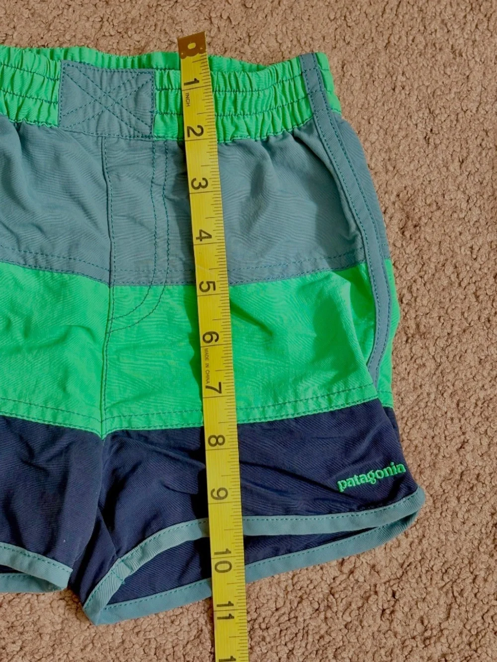 Patagonia Baby Boardshorts Toddler Swim Wear Trunks Colorblock Sz 5T Green Blue